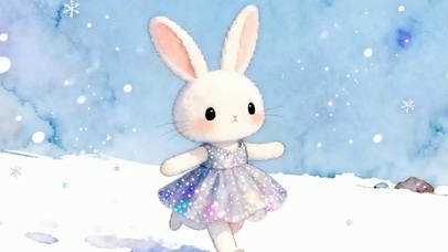 雪地兔子带鱼屏