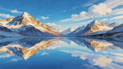 湖面雪山倒影