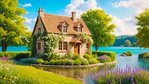 夏日湖畔小屋