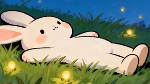 夜景兔子带鱼屏