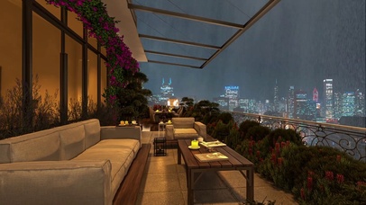 雨天城市咖啡厅