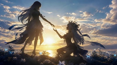 日落花海二次元少女