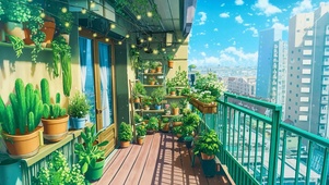 夏日城市阳台