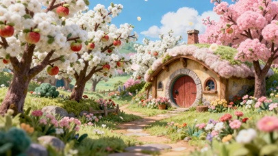 治愈春日樱花田园小屋