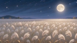 静谧月夜芦苇