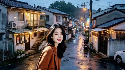 城中村小区路口的美女
