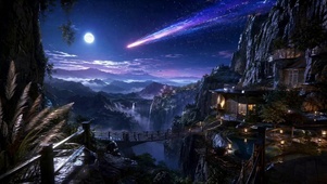 月夜星轨山谷