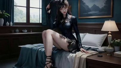 头戴兔耳头巾的长腿美女