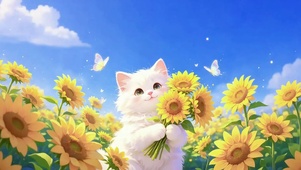 向日葵白猫