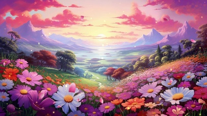 唯美粉色花海云彩