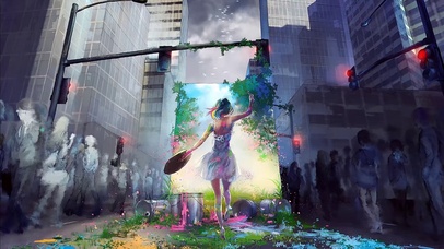 插画-城市油彩画