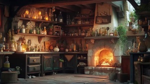 静谧郊外温馨小屋厨房