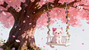 樱花树下的小猫咪
