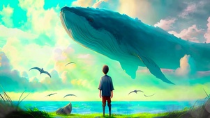 治愈插画天空鲲