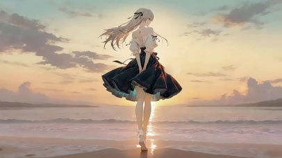 海边夕阳女孩