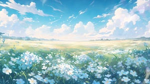 晴空下花海