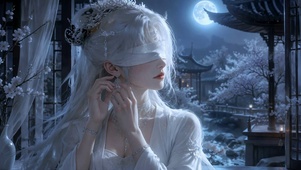 蒙眼古风白发少女