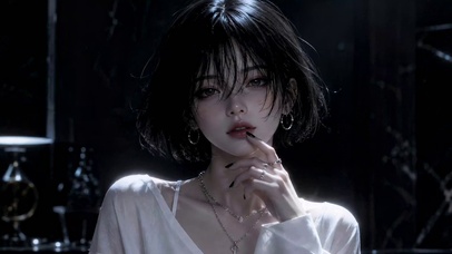 暗调氛围感清冷短发美女