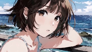 海边看海的女孩