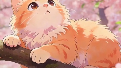 树上猫咪带鱼屏