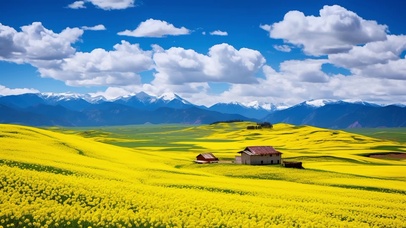 唯美花海小屋风景