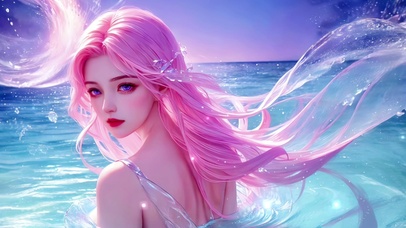 治愈粉发美少女