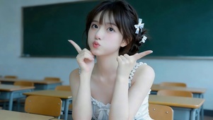 教室里可爱女孩