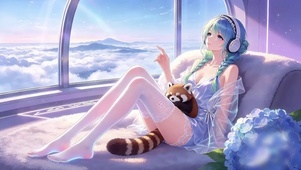 空中房间的少女与狸猫