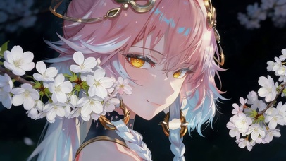 樱花中可爱女孩