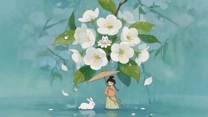 鲜花下女孩