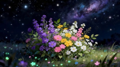 星空下鲜花