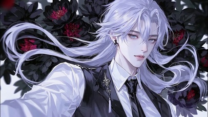 黑玫紫发高冷动漫帅哥