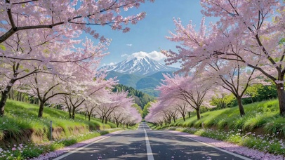 樱花大道富士山春景