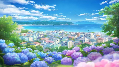 唯美治愈海边家家户户风景