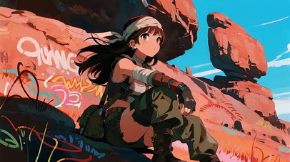 风中的嘻哈少女