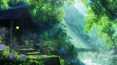 护眼森林绿景树木河流