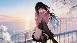 治愈海边长腿黑丝女孩