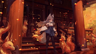 神社里的可爱小妖狐