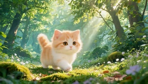 林中可爱橘猫