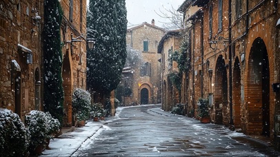 冬日外国小镇无人街道