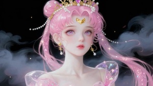 粉发美少女插画