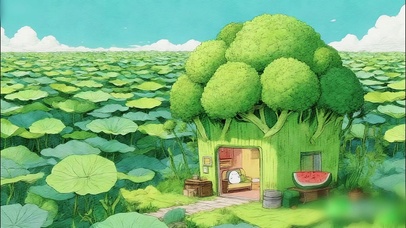 荷叶海边的西蓝花屋