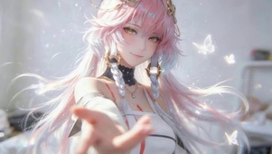 治愈粉色系蝴蝶女孩