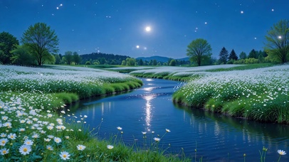 星空下小雏菊花田