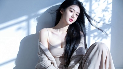 阳光窗影旁的慵懒女生