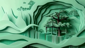 剪纸松树