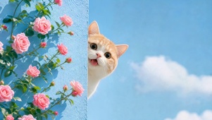蔷薇探头猫
