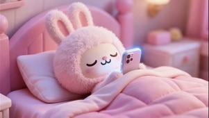 被窝里的粉兔子
