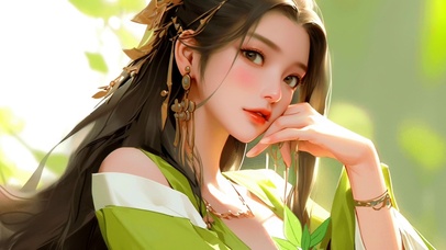 清新长发古风美女