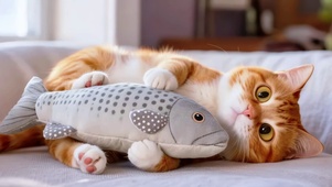 抱鱼的橘猫